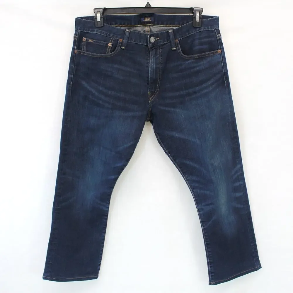 Polo Ralph Lauren Vtg Men's Denim Jeans Pants Varick Slim Straight Size 36/30